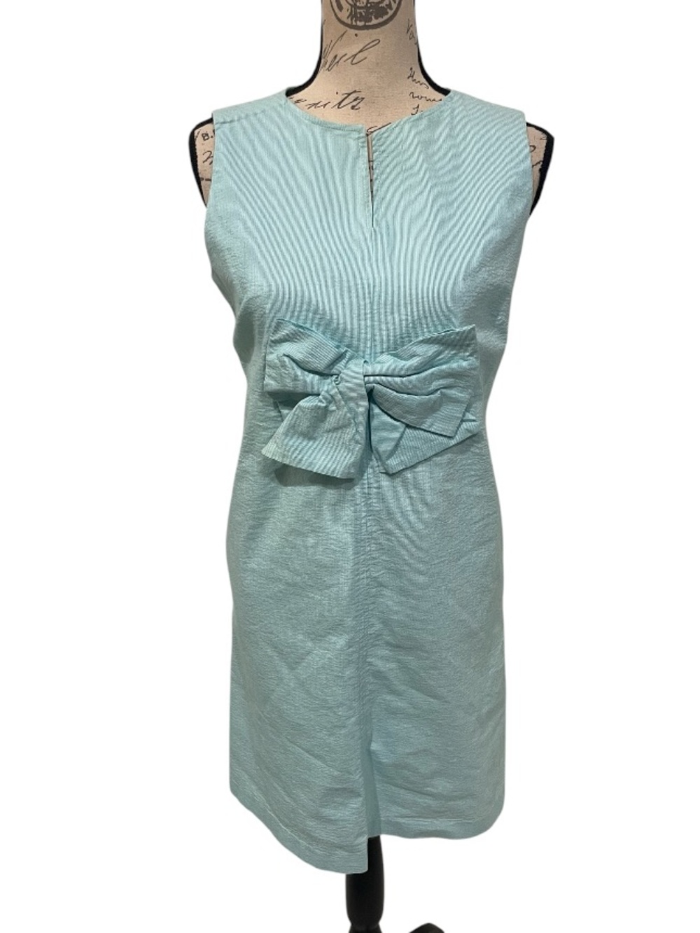 Sara Campbell Aqua Bow Sheath Dress Size 10 Made in USA - Picture 2 of 13